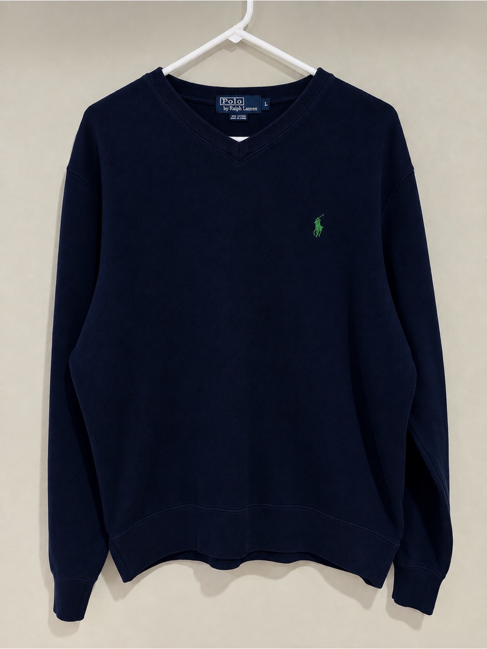 Polo Ralph lauren sweater size large V Neck Sweatshirt Navy Blue vintage